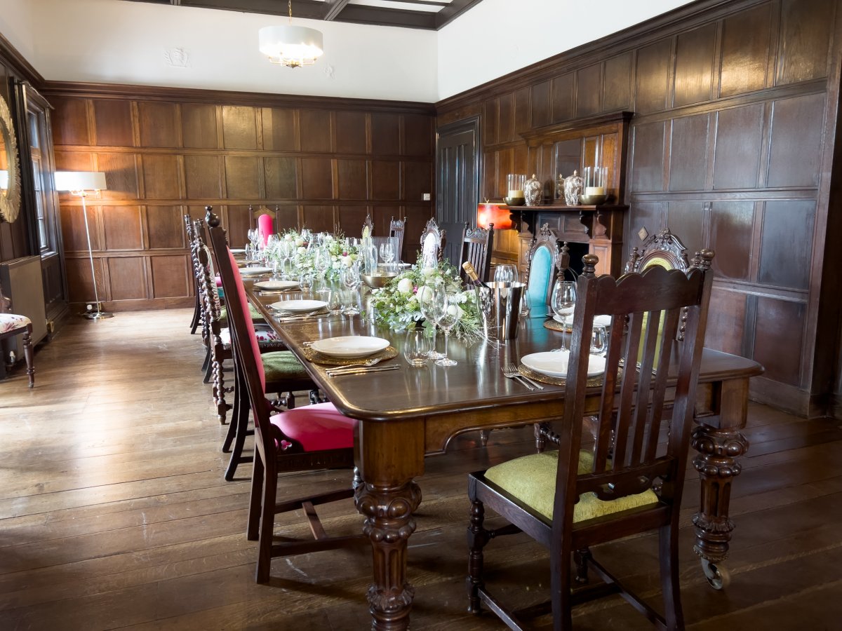 Marrington Hall - wood panelled dining room